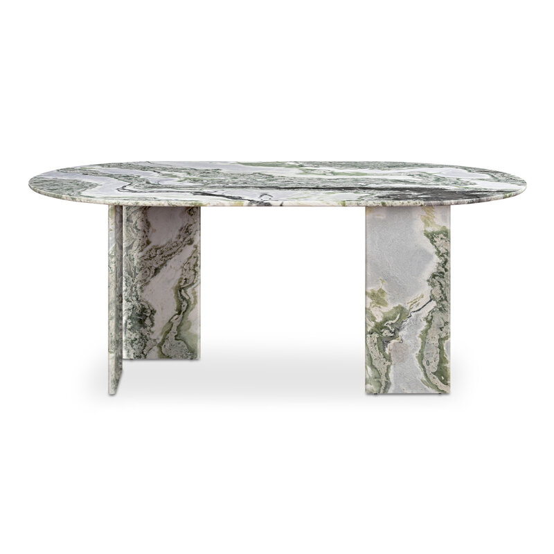 Moe's Home Collection Celia Oval Dining Table Green Onyx Marble