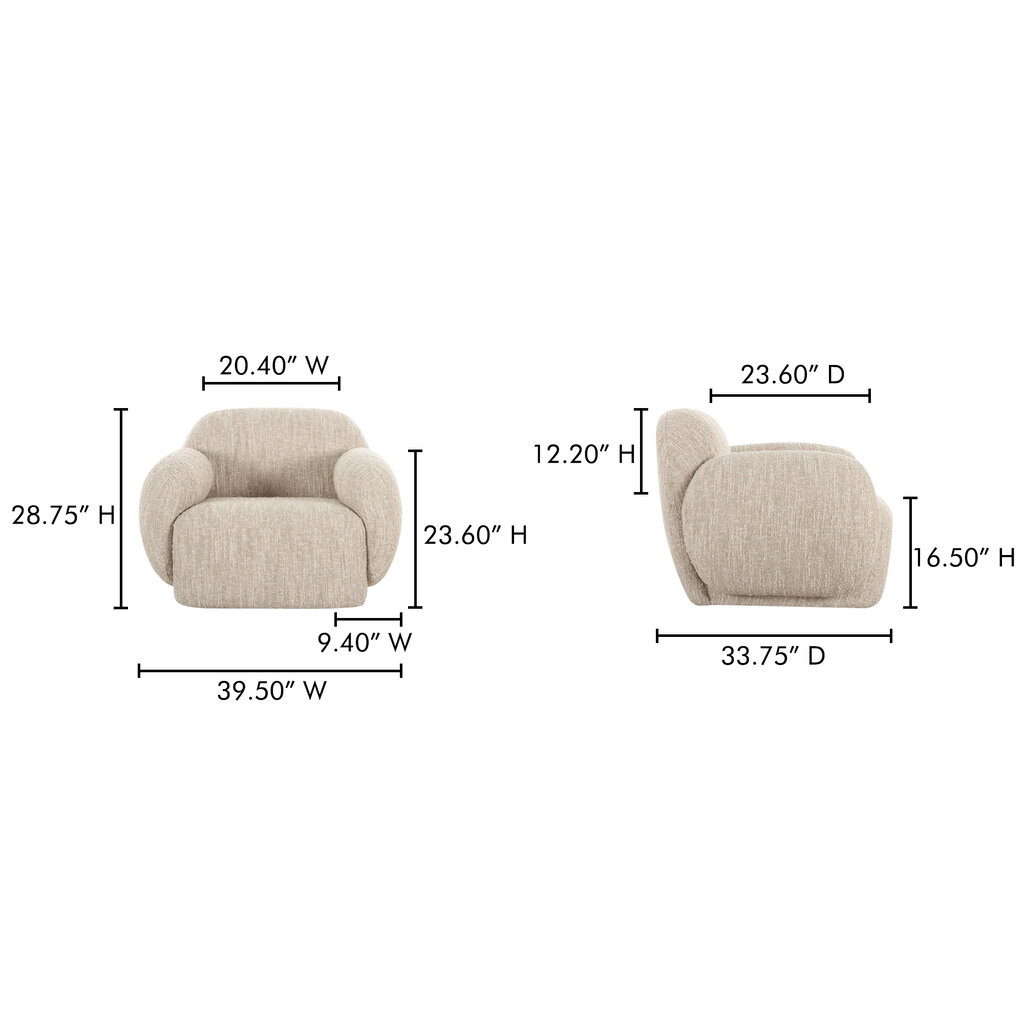 Moe's Home Collection Hazel Lounge Chair Off White