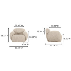 Moe's Home Collection Hazel Lounge Chair Off White