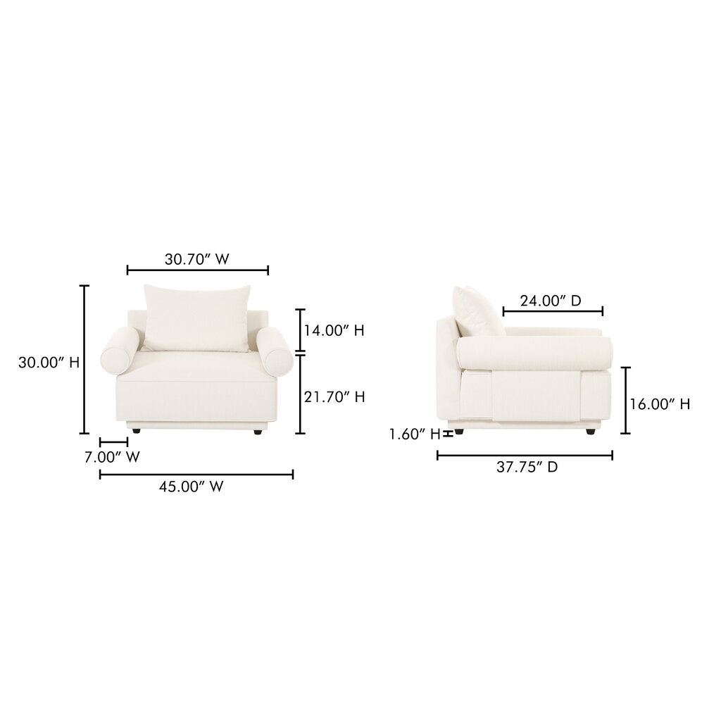Moe's Home Collection Rosello Arm Chair White