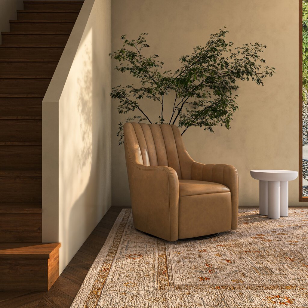 Moe's Home Collection Bowie Swivel Chair Tan Leather