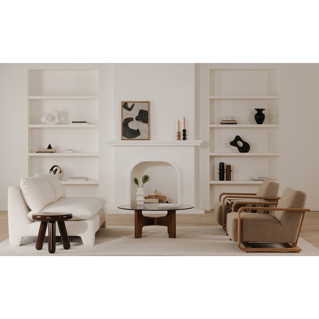 Moe's Home Collection Eckersley Lounge Chair Beige Faux Shearling