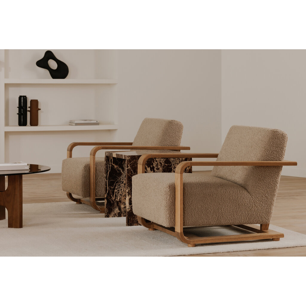 Moe's Home Collection Eckersley Lounge Chair Beige Faux Shearling
