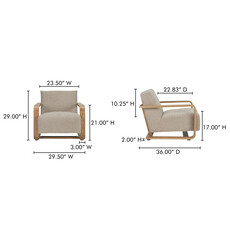 Moe's Home Collection Eckersley Lounge Chair Beige Faux Shearling