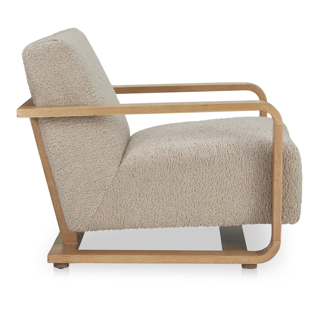 Moe's Home Collection Eckersley Lounge Chair Beige Faux Shearling
