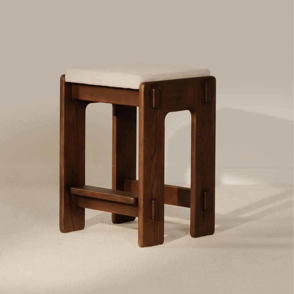 Moe's Home Collection Ashby Stool Walnut Stained Ash Beige