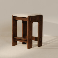 Moe's Home Collection Ashby Stool Walnut Stained Ash Beige