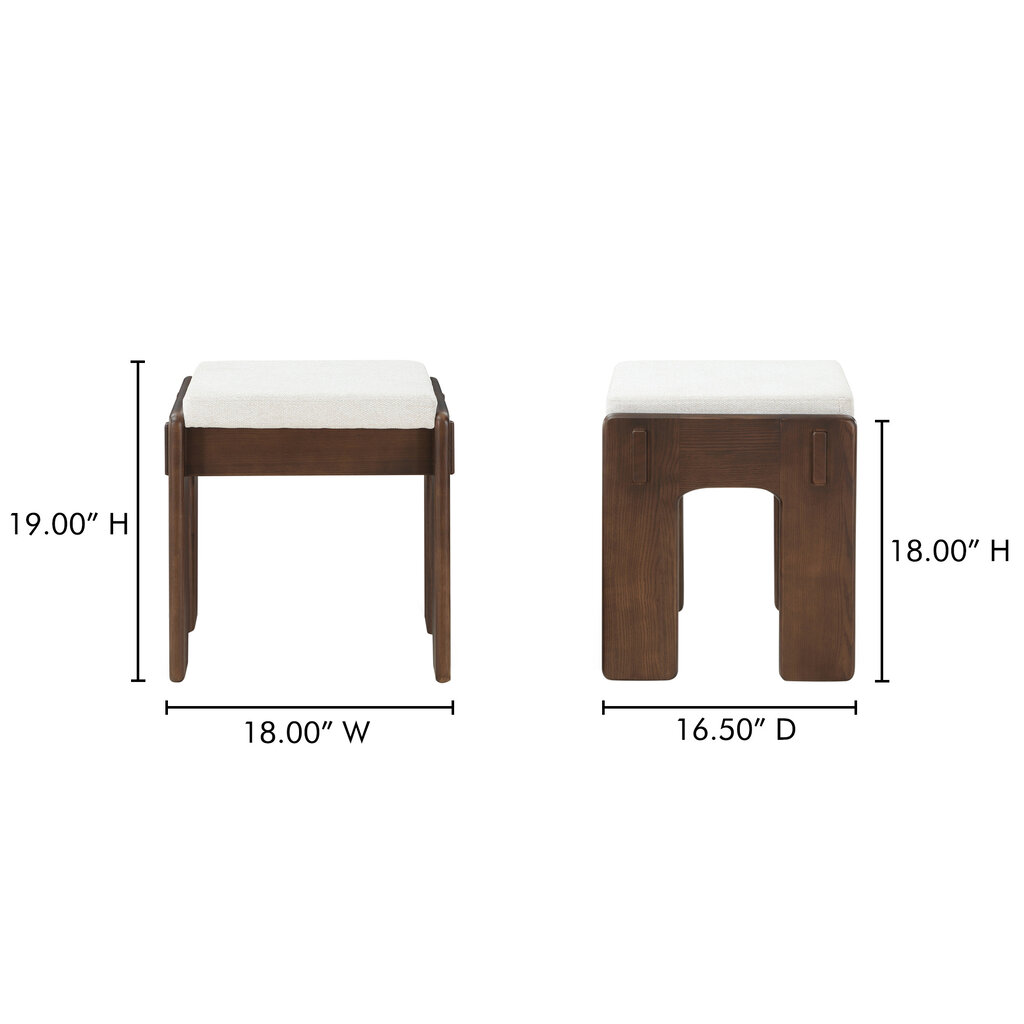 Moe's Home Collection Ashby Stool Walnut Stained Ash Beige