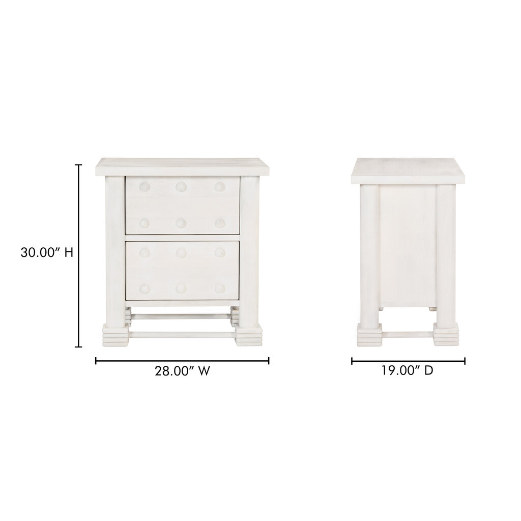 Moe's Home Collection Clement Nightstand Whitewashed