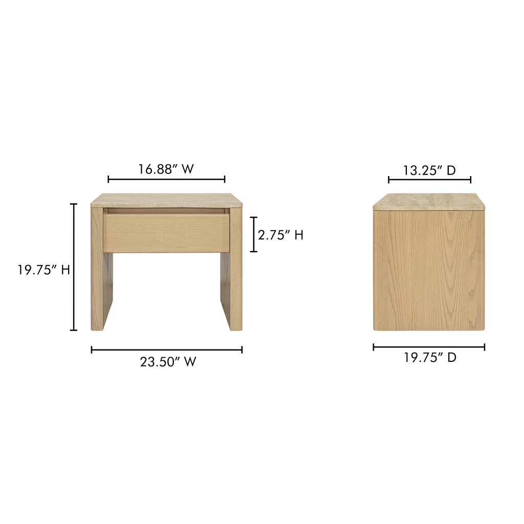 Moe's Home Collection Blake Nightstand Beige Travertine