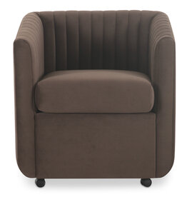 Moe's Home Collection Jane Rolling Dining Chair Brown Velvet