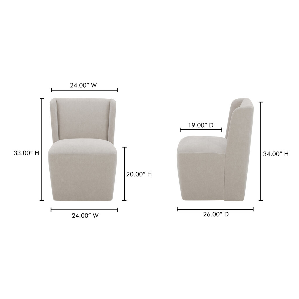 Moe's Home Collection Cormac Rolling Dining Chair Warm Sand