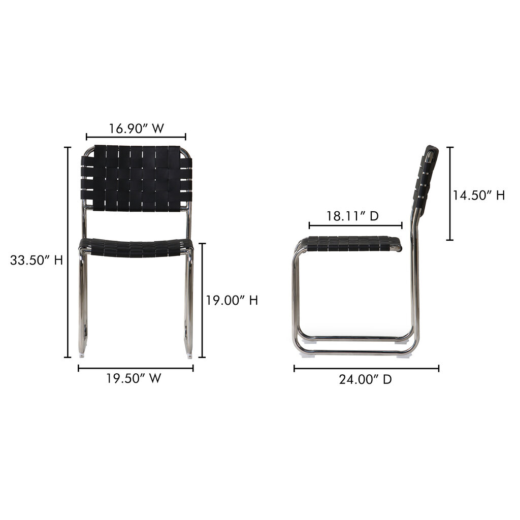 Moe's Home Collection Moma SS Dining Chair Black Leather