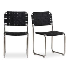 Moe's Home Collection Moma SS Dining Chair Black Leather