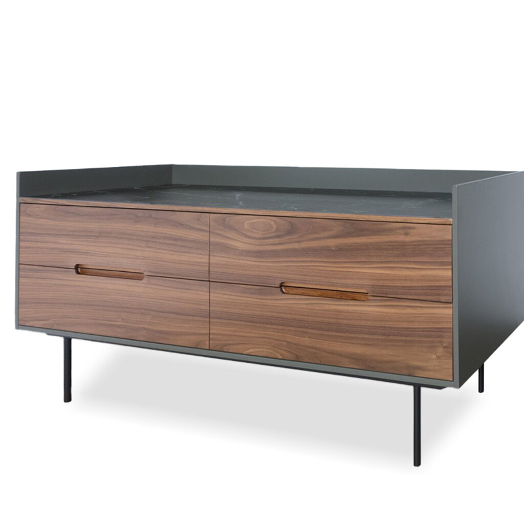 Mobital Slater Low Buffet Walnut Front/Slate Grey Ceramic Top