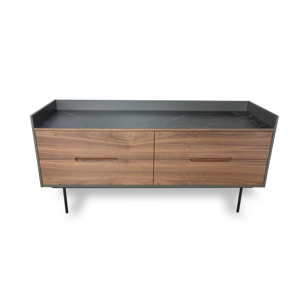 Mobital Slater Low Buffet Walnut Front/Slate Grey Ceramic Top