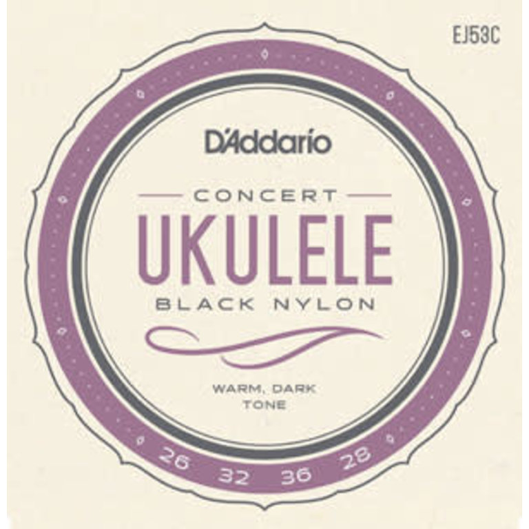 Cordes Ukulele de Concert D'Addario Black Nylon