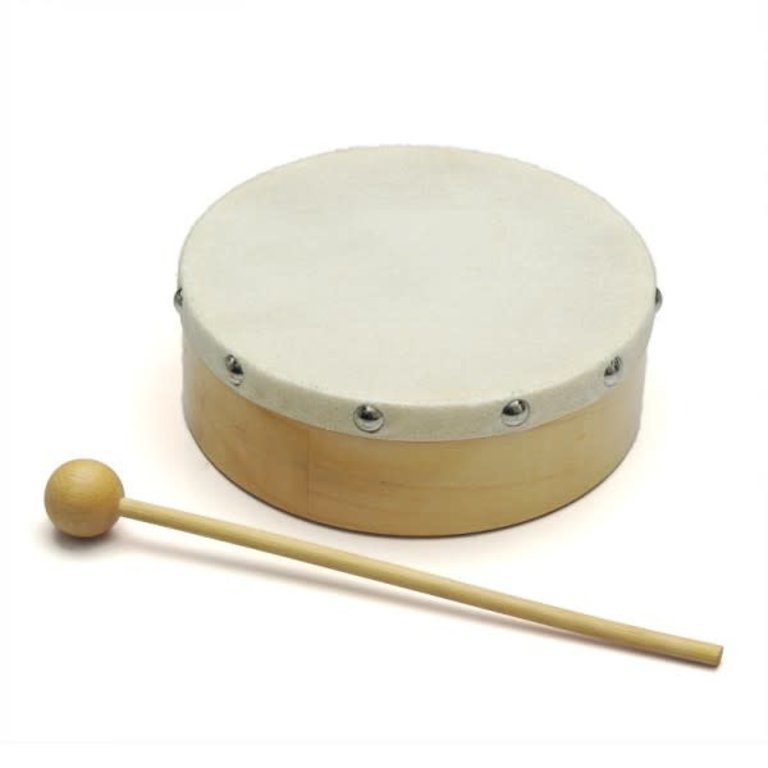 Tambourin à main en bois massif, instrument de tambourin à main Tambourin à  main en bois massif Peau de tambour en polyester de 8 pouces pour