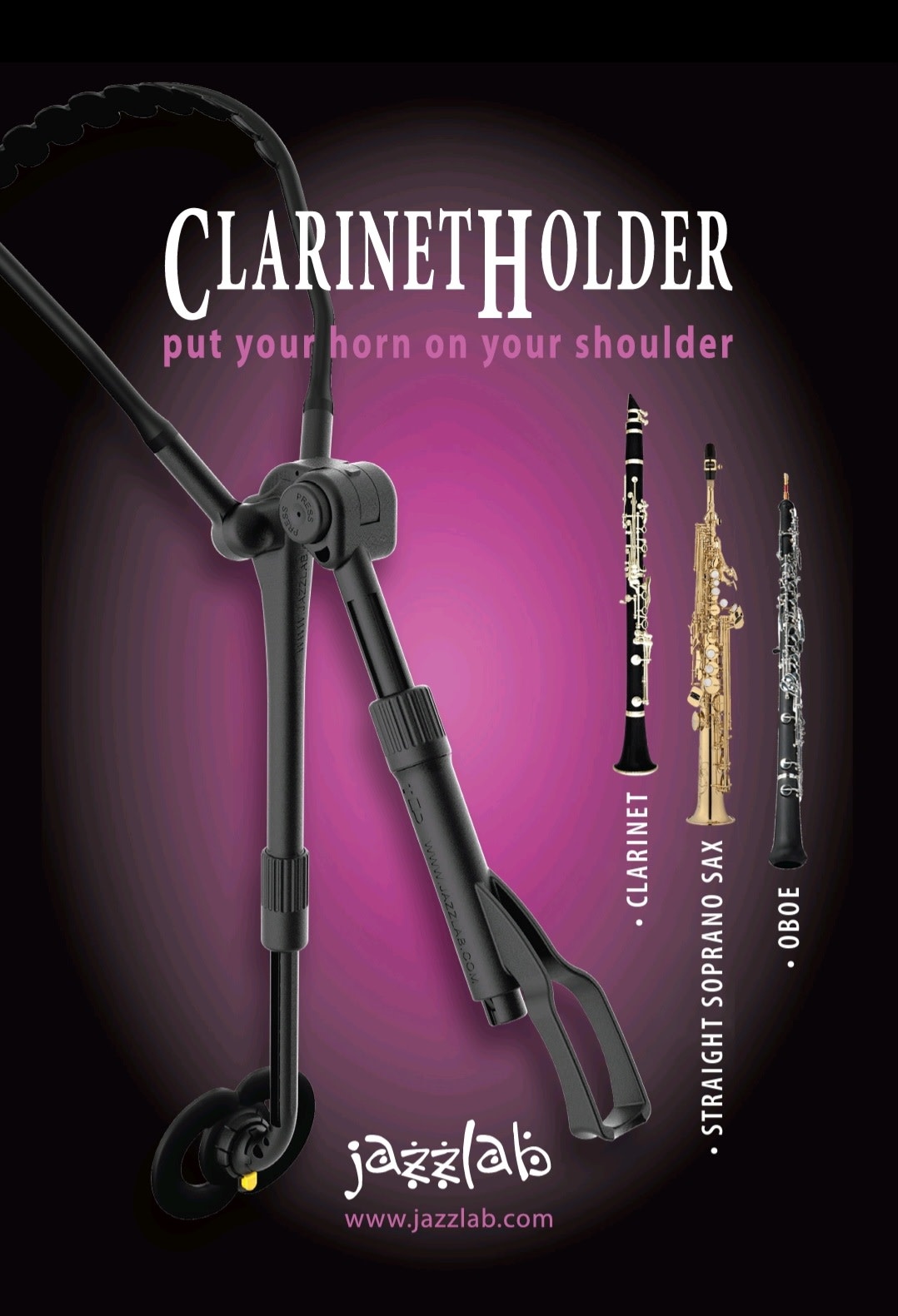 Harnais D'épaule Et Crochet Pour Clarinette Et Saxophone - Noir, Longueur Réglable 38-48 Cm - Aluminium Et Métal