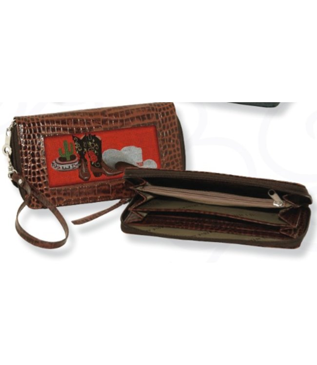 Leather Zip Top Wallet (w/o canvas)