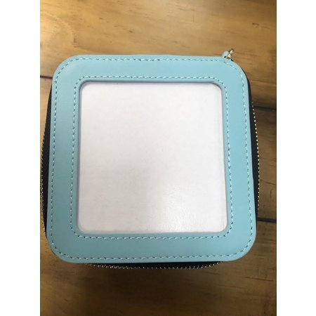 Blue Leather Magnetic Coaster or Ornament for Needlepoint Canvas by LEE
