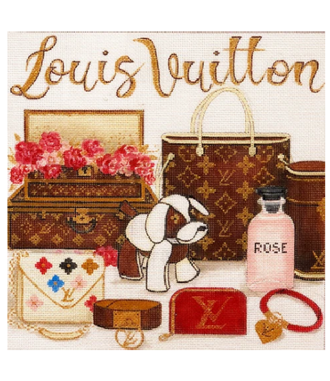 Louis Vuitton Insert - Multi on White - Needlepoint Studio of Sarasota