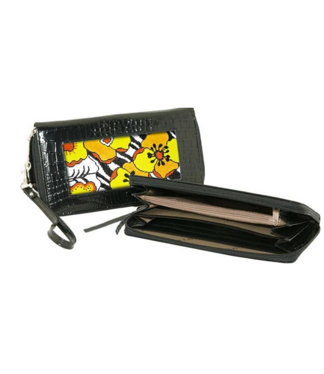 Leather Zip Top Wallet (w/o canvas)