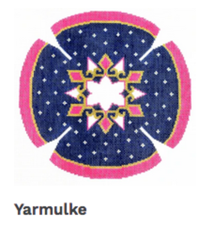 Yamulke Navy/Pink/Gold