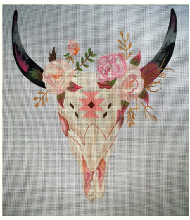 Cow Skull with Flowers