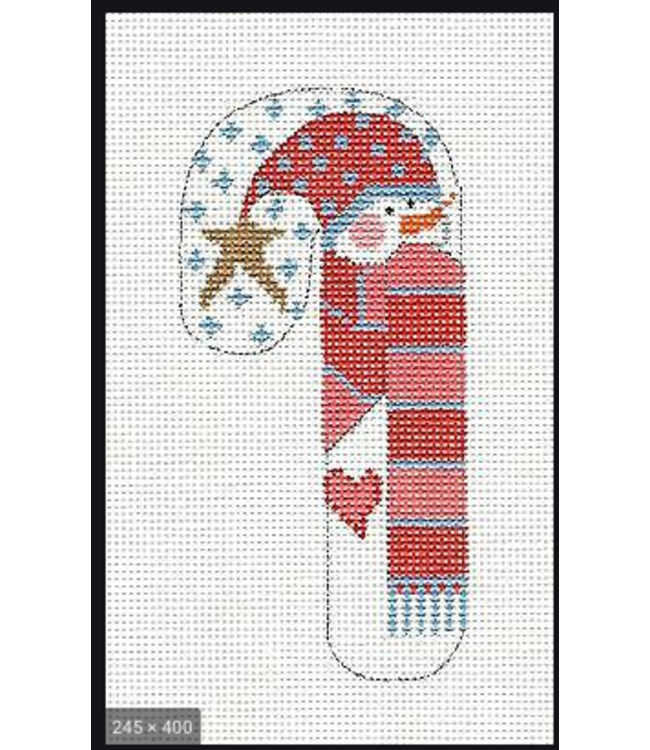Snowman with Striped Scarf Candy Cane