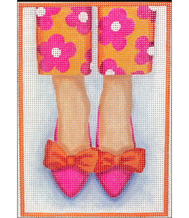 Here's Looking at Shoe-Hot Pink & Orange Bow Flats