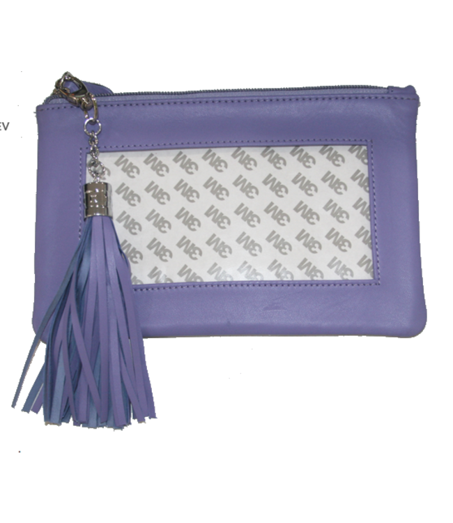 Lamb Skin Zip Pouch with Detachable Tassel