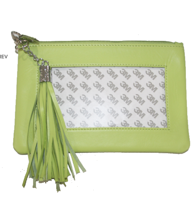 Lamb Skin Zip Pouch with Detachable Tassel