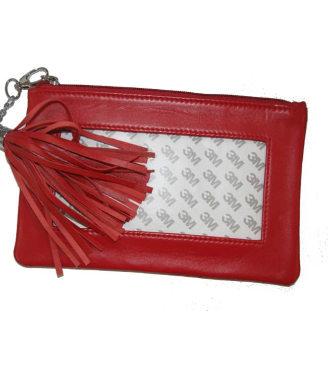 Lamb Skin Zip Pouch with Detachable Tassel