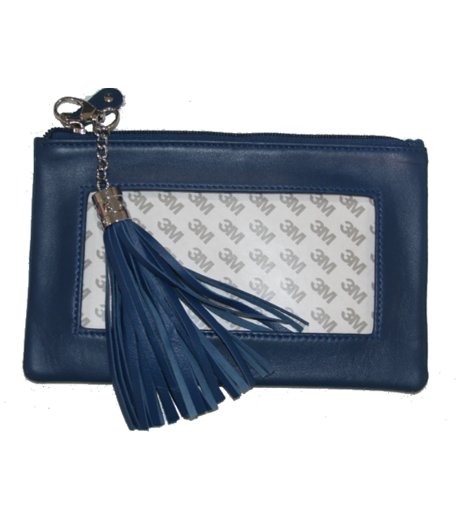Lamb Skin Zip Pouch with Detachable Tassel