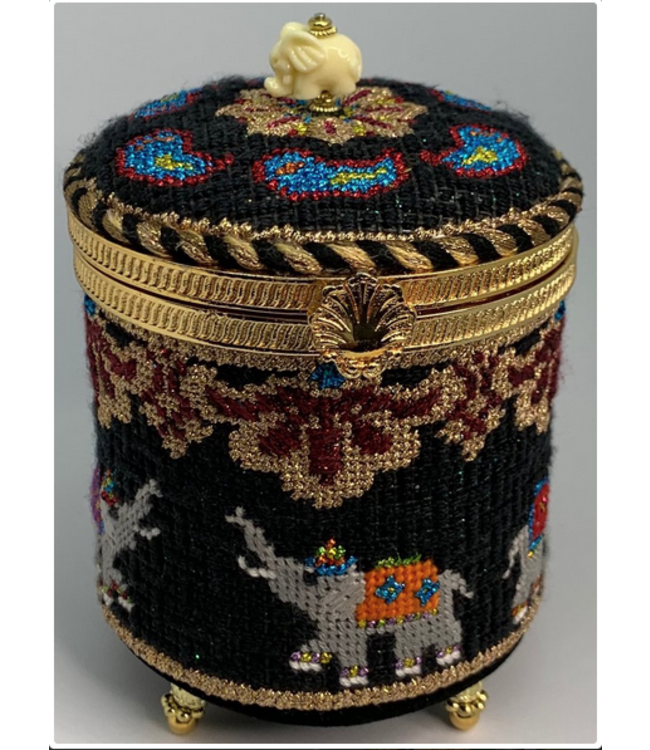 Elephant on Black Hinged Box