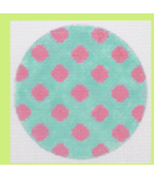 3" Round Hot Pink on Turquoise Background