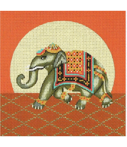 Elephant on Burnt Orange Backgrround