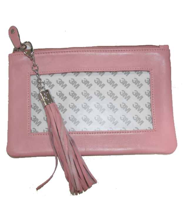 Lamb Skin Zip Pouch with Detachable Tassel