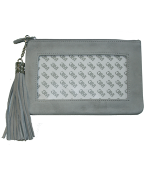 Lamb Skin Zip Pouch with Detachable Tassel