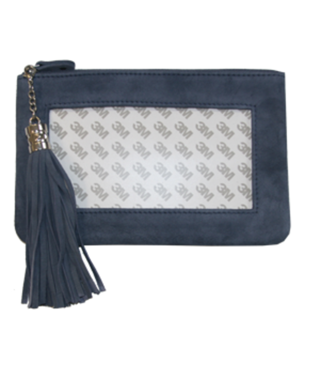 Lamb Skin Zip Pouch with Detachable Tassel