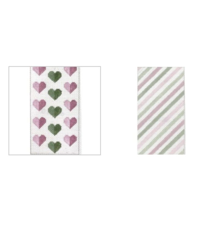Green and Pink  Hearts/Strips Eye Glass Case