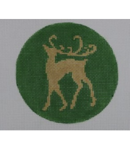 Gold Reindeer on Green Background