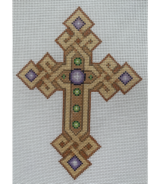 Cross - Gold /Copper/Purple and Green Jewels