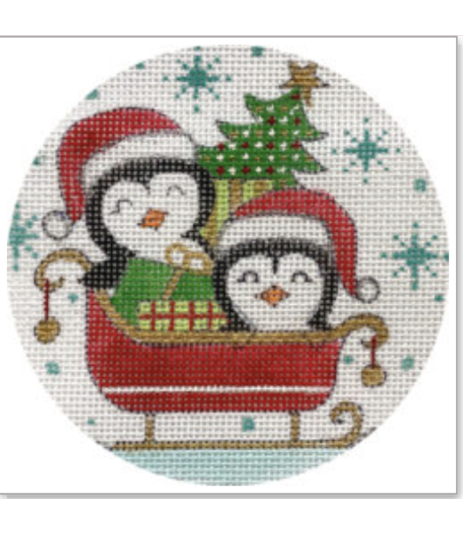 Penguins in Christmas Sled