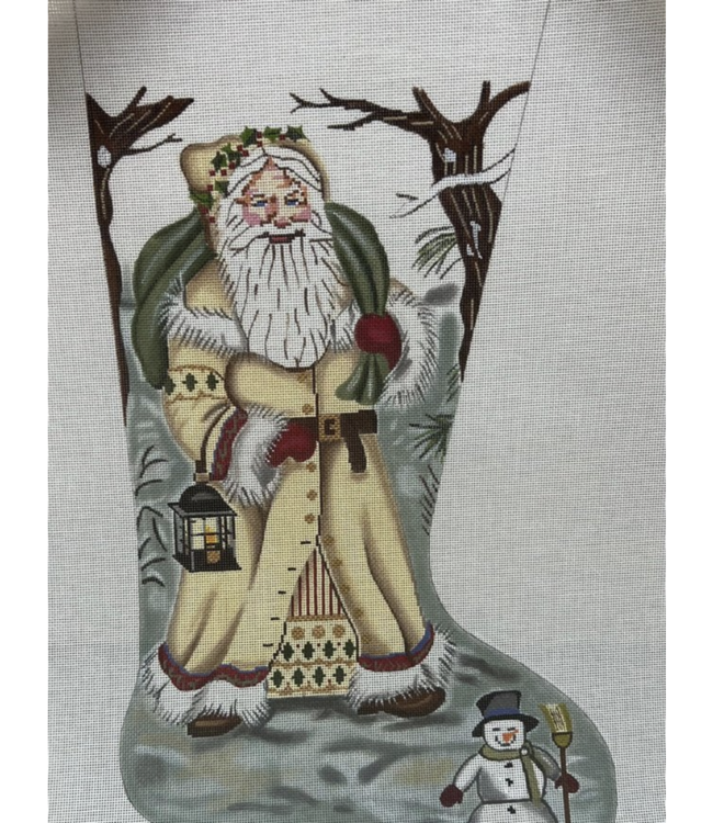 Winter Santa with Snowman Stocking