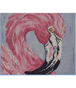 Pink Flamingo On Blue Background