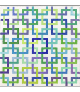 Interlocking Squares - Blues & Greens on White