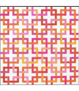 Interlocking Squares - Pinks and Oranges on White