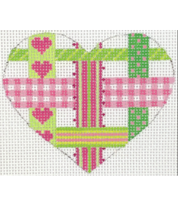 Mini Heart -Woven Ribbons Pinks & Greens